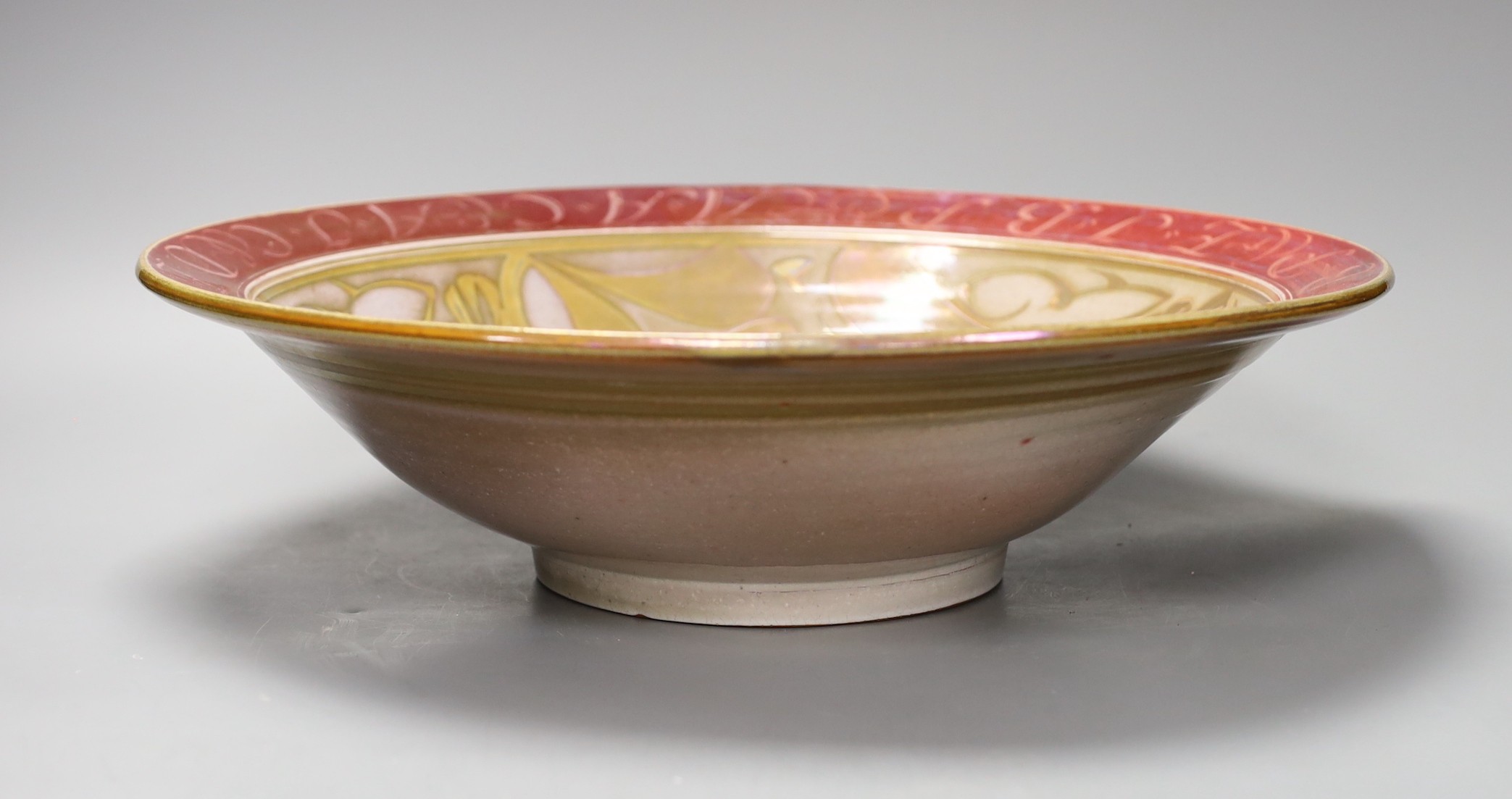 Alan Ciager-Smith, 1984, two-tone lustre bowl, 37cm diameter